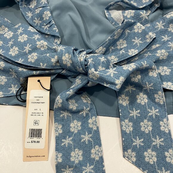 BCBGeneration TOP Large or XL Flutter Strap Bow Tie Crop Color Eyelet Party New - Picture 11 of 15